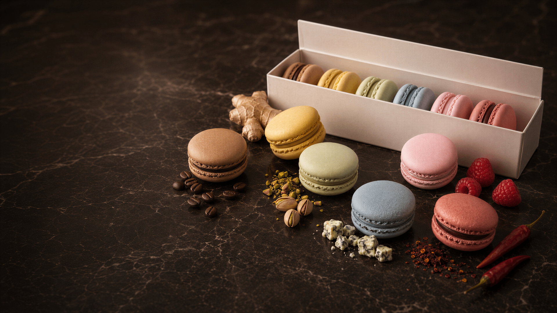 Handcrafted French macarons from the Luchia Sweets collection