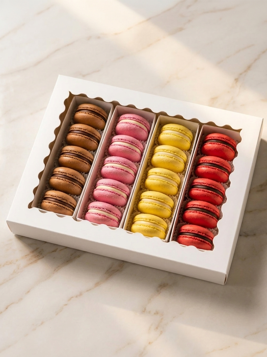 Macaron box with classic French macarons